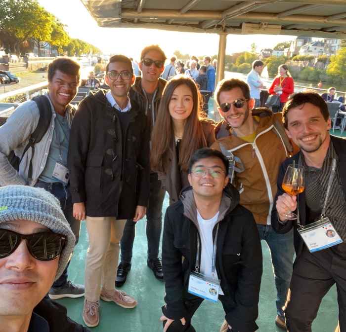 Yen-Chia Hsu with a group of other young researchers during the midweek boat trip